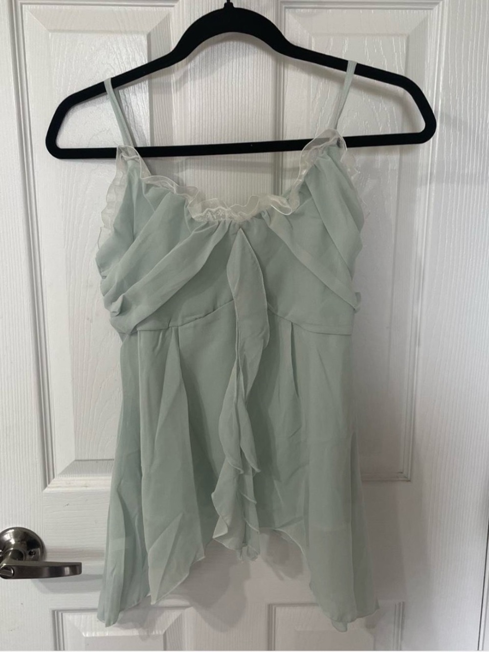 YesStyle - 2pc ruffle trim flowy camisole top / lettuce hem mini A-line skirt